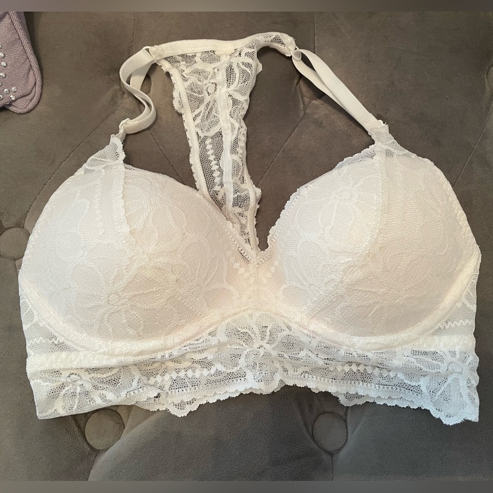 Victorias Secret Pink White Lace Padded Bralet XS